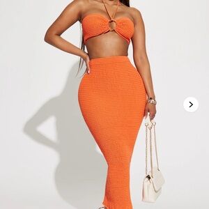 Elegant Orange Women's Skirt Set